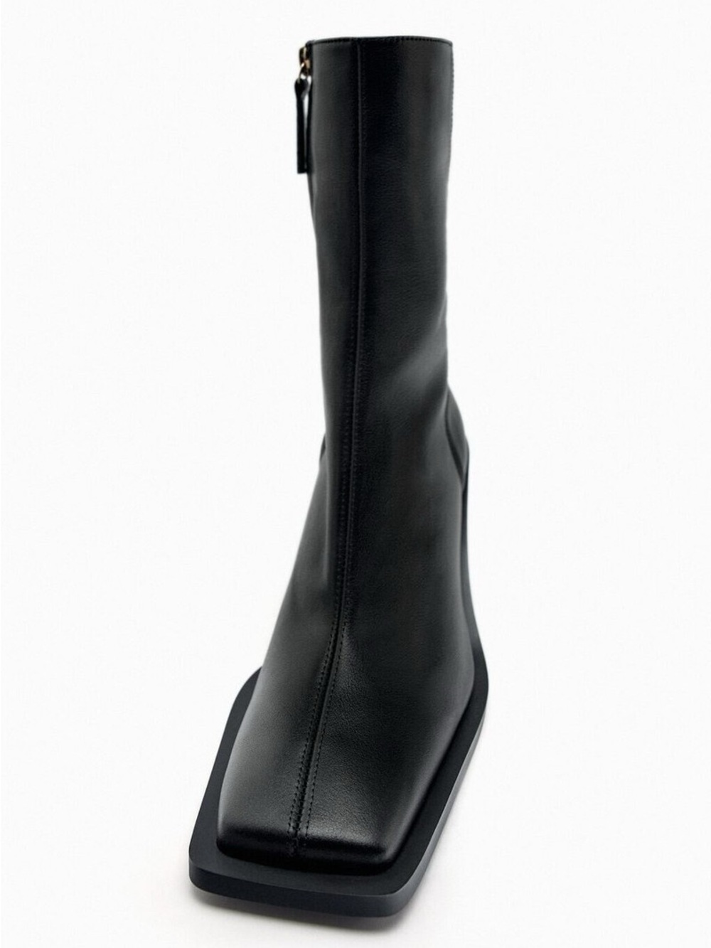ZARA | Architectural Leather Block Heel Ankle Boots | Size 38 - Picture 4 of 9